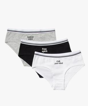 Shorties en coton stretch avec inscriptions fille (lot de 3) vue1 - GEMO 4G FILLE - GEMO
