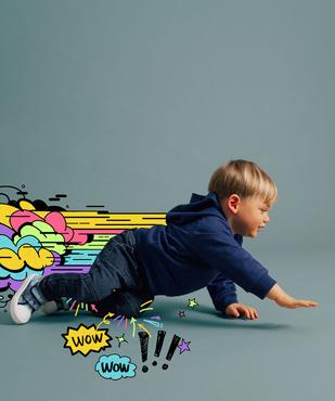 Jean résistant avec surpiqûres aux genoux bébé garçon vue1 - GEMO(BEBE DEBT) - GEMO