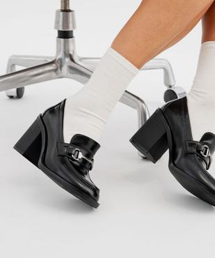 Mocassins à talon bloc avec bijou métallique sur le dessus femme - 5 Miles vue1 - 5 MILES - GEMO