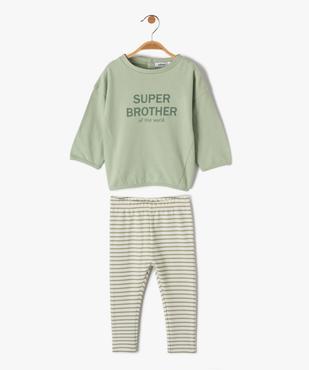 Ensemble bébé garçon 2 pièces : sweat + legging en maille côtelée rayée vue1 - GEMO(BEBE DEBT) - GEMO