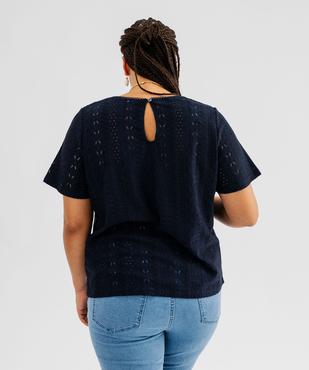 Tee-shirt manches courtes en maille ajourée femme grande taille vue3 - GEMO (G TAILLE) - GEMO