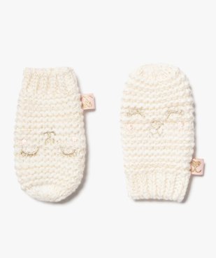 Moufles à broderie pailletée bébé fille vue1 - GEMO(BEBE DEBT) - GEMO