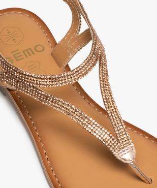 Sandales femme à talon plat et entre-doigts à strass vue6 - GEMO (CASUAL) - GEMO