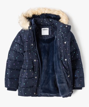 Parka matelassée à capuche avec doublure peluche fille vue2 - GEMO 4G FILLE - GEMO