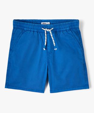 Bermuda garçon en toile au coloris unique et à taille élastiquée vue1 - GEMO (JUNIOR) - GEMO