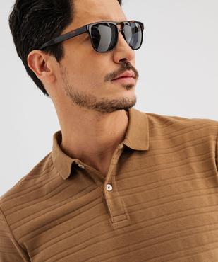Polo manches courtes à rayures texturées homme vue4 - GEMO (HOMME) - GEMO