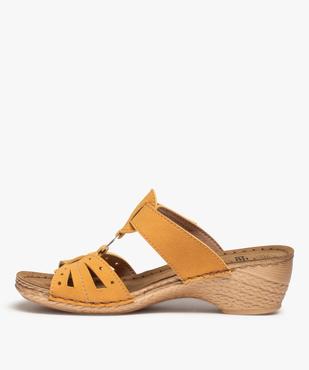 Mules femme confort compensées à brides unies ajourées vue3 - GEMO (CONFORT) - GEMO