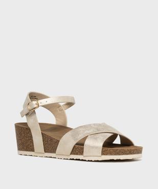 Sandales à talon compensé et larges brides croisées brillantes femme - Valentina Baldano vue2 - VALENTINA BALDA - GEMO