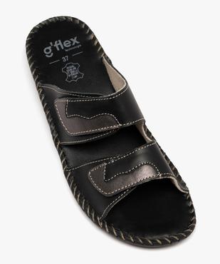 Mules confort en cuir à brides scratch et talon compensé femme  vue5 - G'FLEX GEMO FOR GOOD - GEMO