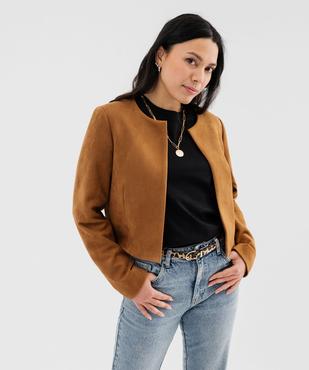 Veste courte en suédine femme vue1 - GEMO(FEMME PAP) - GEMO