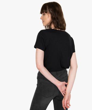 Tee-shirt femme à manches courtes et grand col V vue3 - GEMO(FEMME PAP) - GEMO