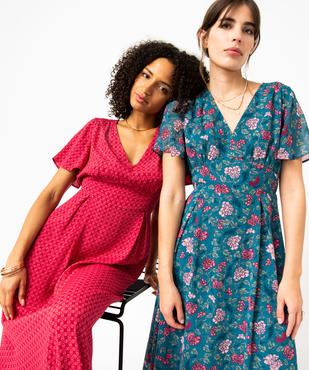 Robe longue taille empire en voile fleuri femme vue2 - GEMO(FEMME PAP) - GEMO