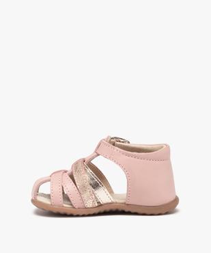 Sandales premiers pas bébé fille à brides en cuir vue3 - GEMO(BEBE DEBT) - GEMO