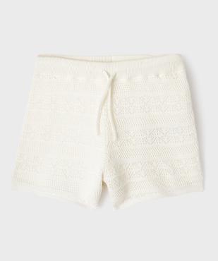 Short en maille ajourée avec ceinture élastique fille vue1 - GEMO (ENFANT) - GEMO