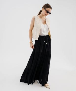 Jupe longue à volants en viscose froissée femme vue1 - GEMO(FEMME PAP) - GEMO