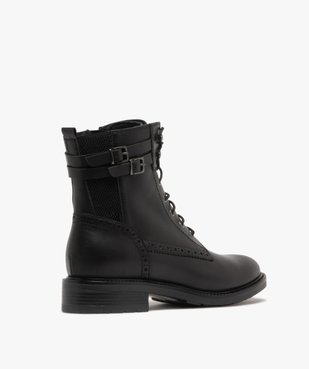 Bottines femme vintage dessus en cuir à lacets et à zip intérieur vue5 - GEMO (CASUAL) - GEMO