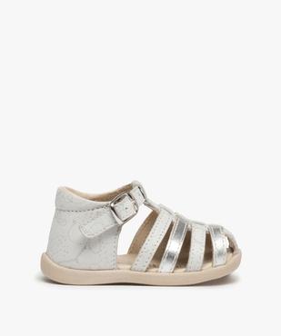 Sandales premiers pas bébé fille en cuir détails métallisés vue1 - GEMO(BEBE DEBT) - GEMO