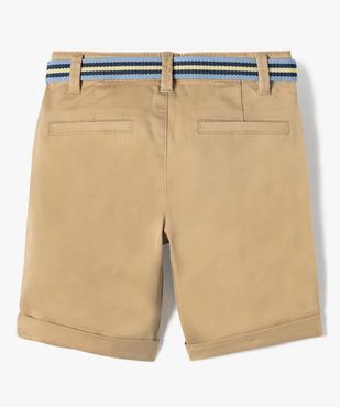 Bermuda garçon en toile avec revers et ceinture tricolore vue4 - GEMO 4G GARCON - GEMO