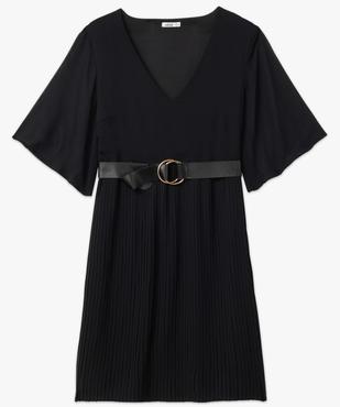 Robe femme avec col V et jupe plissée vue4 - GEMO(FEMME PAP) - GEMO