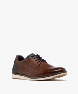 Derbies sportswear à lacets ronds et jeu de surpiqûres homme vue3 - MARIO BALDANO - GEMO