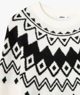 Pull à col rond à motif jacquard fille de Noël vue3 - GEMO (JUNIOR) - GEMO