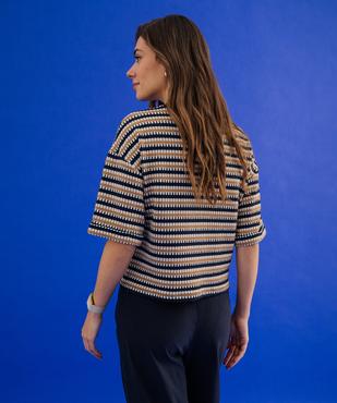 Tee-shirt manches courtes loose en maille stretch femme vue4 - GEMO(FEMME PAP) - GEMO