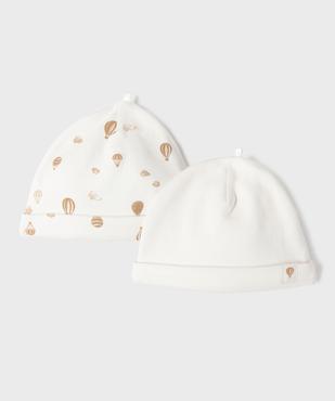 Bonnet de naissance bébé en jersey de coton (lot de 2) vue1 - GEMO(BB COUCHE) - GEMO