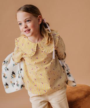 Chemise rayée avec grand col Claudine fille vue7 - GEMO (ENFANT) - GEMO