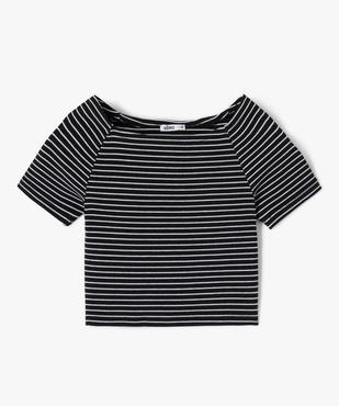 Tee-shirt fille court à col bardot vue1 - GEMO (JUNIOR) - GEMO
