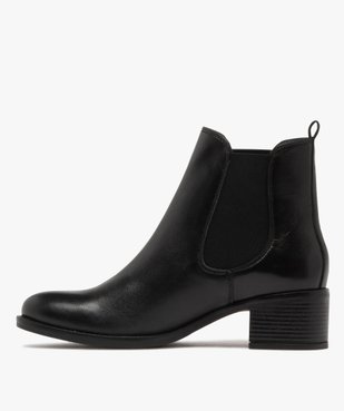 Bottines femme à talon dessus en cuir et bout amande style Chelsea - Tanéo vue3 - TANEO - GEMO