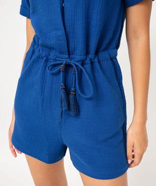 Combishort en gaze de coton avec col tailleur femme vue5 - GEMO(FEMME PAP) - GEMO