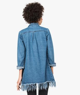 Chemise longue en denim finitions franges dans le bas vue3 - FOLLOW ME 2 - GEMO