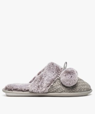 Chaussons femme mules plates à pompons vue1 - GEMO(HOMWR FEM) - GEMO
