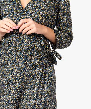 Robe femme cache-cœur à manches 3/4 et motif floral vue2 - GEMO(FEMME PAP) - GEMO