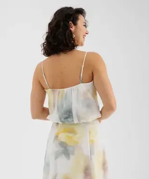 Top à fines bretelles court et blousant femme vue3 - GEMO 4G FEMME - GEMO