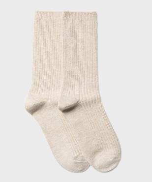 Chaussettes hautes en maille côtelée femme vue1 - GEMO(HOMWR FEM) - GEMO