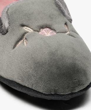 Chaussons femme charentaises en velours avec broderie fleurie vue6 - GEMO(HOMWR FEM) - GEMO