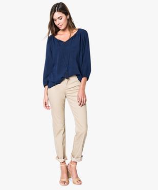 Pantalon uni regular en stretch vue5 - GEMO(FEMME PAP) - GEMO