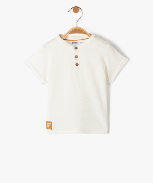 Tee-shirt bébé garçon à col tunisien en nid d'abeille vue1 - GEMO(BEBE DEBT) - GEMO