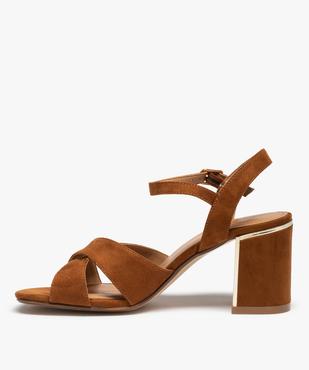 Sandales femme à talon en suédine avec détails métallisés vue3 - GEMO(URBAIN) - GEMO