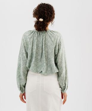 Blouse manches longues en viscose fleurie à col rond boutonné femme vue3 - GEMO 4G FEMME - GEMO