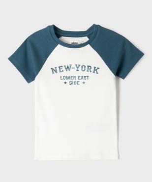 Tee-shirt bicolore en maille côtelée fille vue1 - GEMO 4G FILLE - GEMO