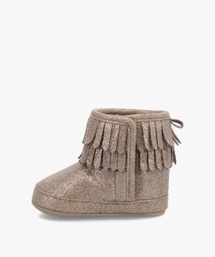 Chaussons de naissance bébé fille boots pailletées vue3 - GEMO 4G BEBE - GEMO