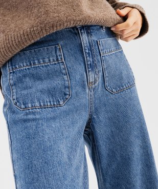 Jean wide leg en coton à poches plaquées femme vue4 - GEMO 4G FEMME - GEMO