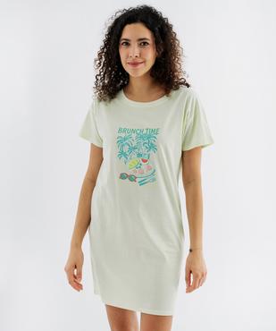 Chemise de nuit manches courtes en jersey de coton femme vue1 - GEMO 4G FEMME - GEMO