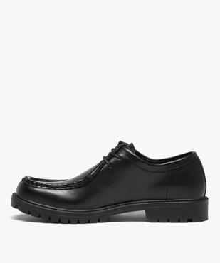 Derbies homme unis à semelle crantée et plateau cousu vue3 - GEMO(URBAIN) - GEMO