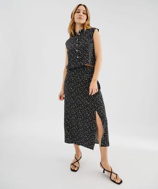 Jupe à taille élastiquée en viscose fluide imprimée femme vue1 - GEMO 4G FEMME - GEMO