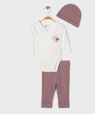 Ensemble naissance évolutif 3 pièces bébé : body, pantalon, bonnet vue1 - GEMO 4G BEBE - GEMO