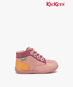 Bottillons premiers pas bébé fille en cuir Kickers vue1 - KICKERS - GEMO