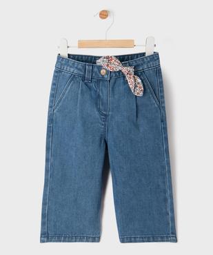 Jean large avec noeud à la taille bébé fille - LuluCastagnette vue1 - LULUCASTAGNETTE - GEMO